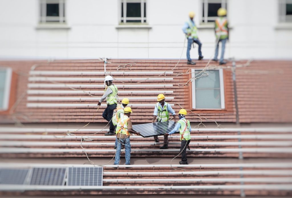 solar panel installation on roof